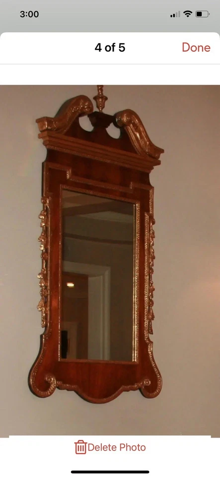 Hermoso espejo antiguo estilo georgiano. Caoba y paquete dorado. Foto 3 de 4