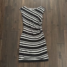 Loft Black White & Gray Striped Sleeveless Dress XS