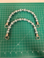 Beaded Purse Handles Blue Silver Tone Set 2 Replacement Bag Making Supplies