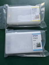 Image of Genuine Epson T7024 Yellow & T7022 Cyan Ink Cartridges - Eiffel Tower - sealed
