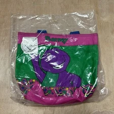 Barney The Dinosaur*Vintage*1992*Vinyl Small Lunch Tote Bag*The Lyons Group*RARE