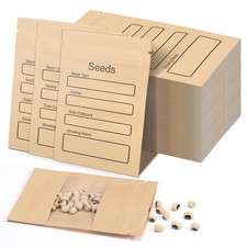 100 Pack Small Resealable Seed Envelopes with Clear Window, 3.15 X 4.72 Inch Bro