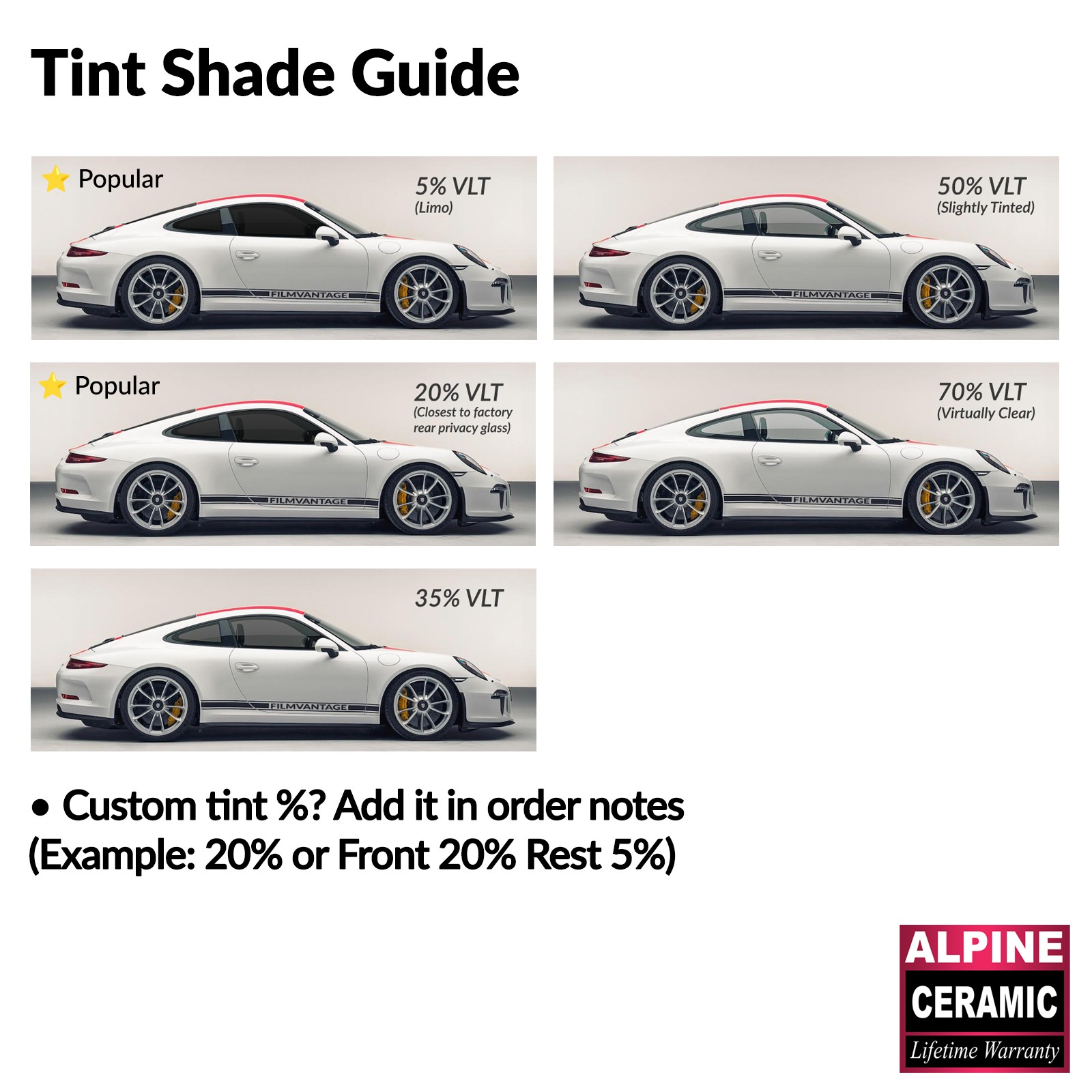 ALPINE CERAMIC PRECUT WINDOW TINT KIT FOR MASERATI LEVANTE 16-24 SIDE + REAR