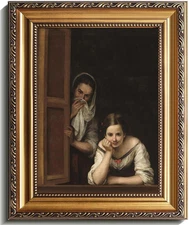 Vintage Gold Framed Wall Art, Vintage Woman Portrait Canvas Art Prints Painting,