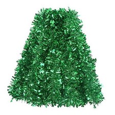 33FT St.Patrick's Day Tinsel Garland,Shamrock Clover Metallic Garland Green