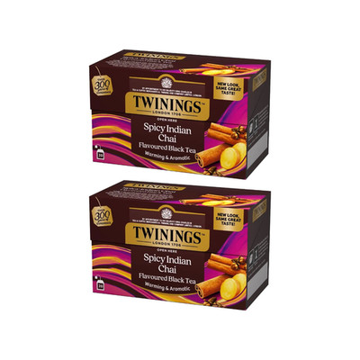 2x Twinings Spicy Indian Chai Black Tea 20 Beutel Ingwer Zimt Kardamom