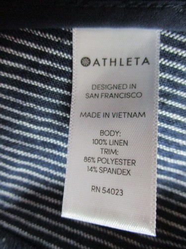 Athleta Shorts Women's 8 Blue 100% Linen Beachside Bali Striped Pull On Summer - Picture 4 of 16