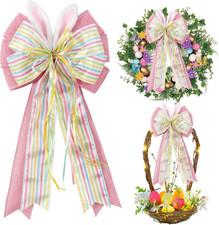 Easter Bows for Wreaths Decorations,Easter Tree Topper Bow,Decorative Bow with B