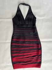 Halston Heritage Y2K Bandage Mesh Bodycon Halter Dress Size 6 Whimsigoth Glam