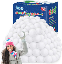 Luces 100 PCS Fake Snow Balls, Plush Indoor Snow Ball Fight Set, Soft Winter Gam