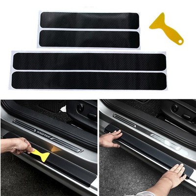 4x Carbon -Fiber Look Auto Türschwelle Scuff Pedal Platte Aufkleber Anti-Scratch