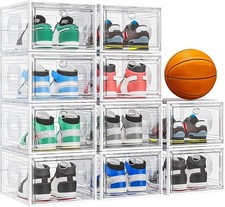 10 Pack Thicken Shoe Organizer Stackable,Upgraded Sturdy Shoe Storage with Ma...