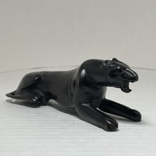 Figurine panthère noire 6” x 1,75” 2” de haut bois sculpté main art populaire