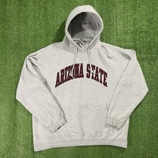 Vintage Arizona State Sun Devils Hoodie Sweatshirt Gray Red Oak Sz XL Spellout