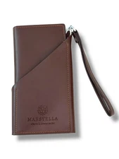 Marsyella Brown Leather Wallet Wristlet Organizer Checkbook Style Flaking Areas