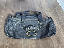 Vintage Y2K / 00s Guess Black Genuine Leather Shoulder / Hand Bag 