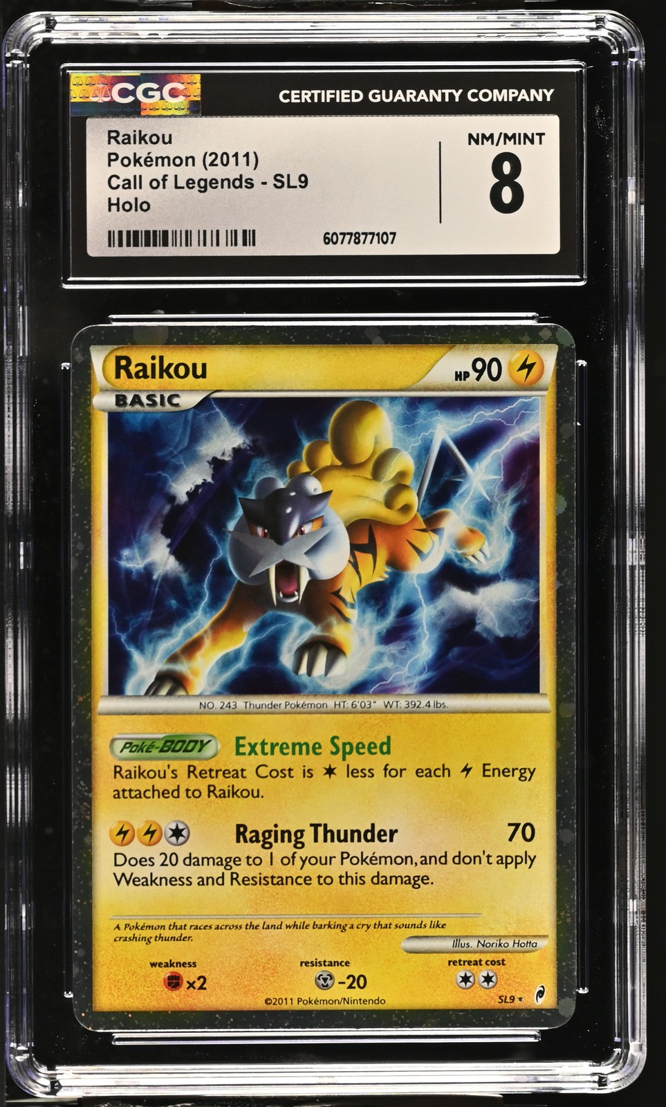 CGC 8 Raikou 2011 Call of Legends SL9 Holo Pokemon Card
