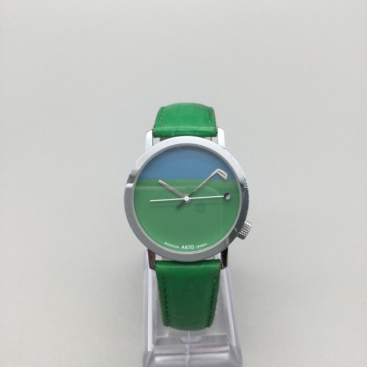 AKTO Womens Watch 32mm Green Golf Dial Green Leather France Sport