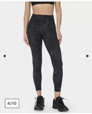 BNWT Sweaty Betty Runners High Compressive Leggings Black Code Print RP£90 7/8 M