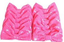 CLGIFT Set of 12 5 Inch Large Sequin Glitter Bows - DIY Fabric Hair Bows - No