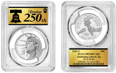 Presale 2026 S Silver Enduring Liberty Ag PCGS PR70DCAM First