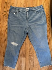 AVA  VIV Lite Wash Stretch Raw Hem Distressed Jeans Women's Size 26W