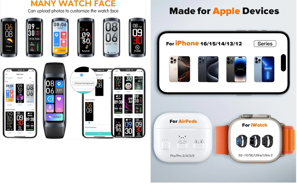 Vital Reloj Inteligente y Rastreador de Ejercicios para Hombres/Mujeres | Elegante Rastreador de Actividad Hea Foto 3 de 3