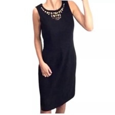 Banana Republic Jewel Neckline Wool Sleeveless Sheath Dress Size 10 Cocktail