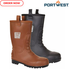 Portwest Neptune Rigger Long Waterproof Safety Boot Fur Lined Steel Toecap Shoes