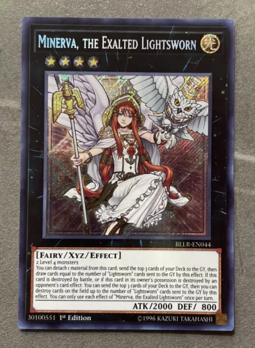 Yu-Gi-Oh! Minerva, the Exalted Lightsworn Secret Rare NM to M 1st Ed BLLR-EN044
