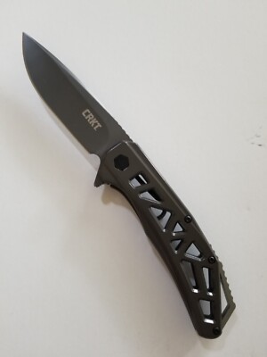 CRKT GUSSET 3.6IN TITANIUM NITRIDE DROP POINT SKELETONIZED FOLDING KNIFE