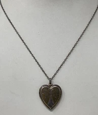 Vintage Ornate Engraved Design Sterling Silver Heart Locket Pendant Necklace 