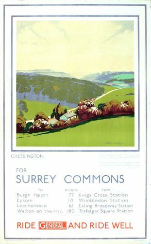 Vintage Chessington Surrey Commons Bus Poster Print A3/A4 - Picture 1 of 1