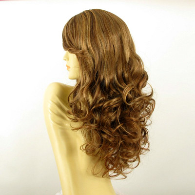 Perruque Longue Femme Couleur Châtain Clair Mèches Blond Doré Et Cuivré - Synthétique, Taille Moyenne