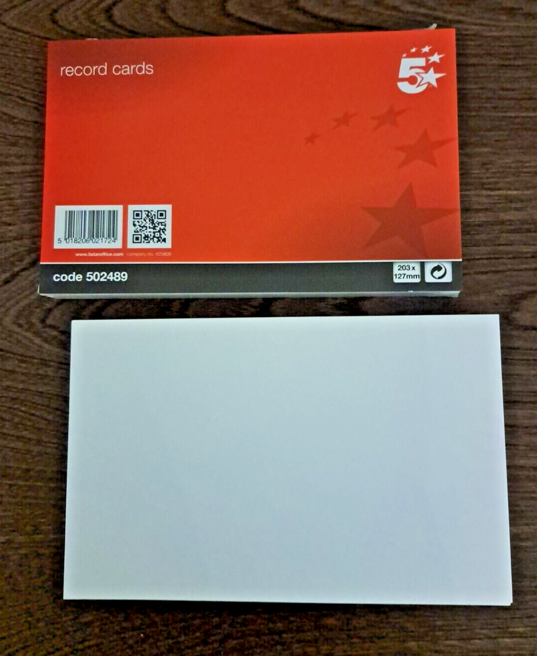 200x (2X100) PLAIN WHITE 8x5 FLASH INDEX REVISION RECORD CARDS 200x125mm 502489