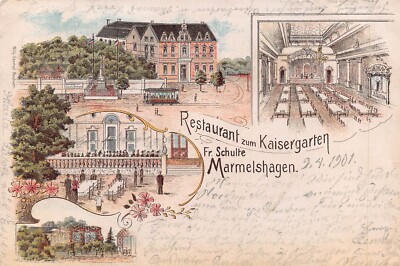 Fr SCHULTE MARMELSHAGEN~RESTUARANT zum KAISERGARTEN~1901 WILHELM STUMPF POSTCARD