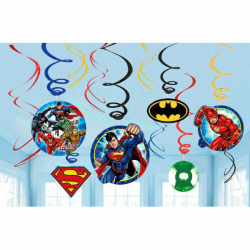Justice League Party Supplies Swirl Decorations (12 Pieces)