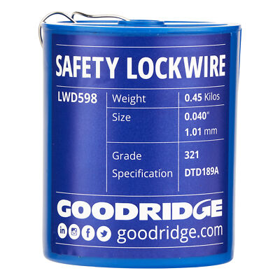 Goodridge Edelstahl Lockwire / Sicherheitsdraht - 1 Pfund Topf - 1,02 mm Durchmesser