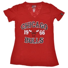 NBA Unk Chicago Bulls Women Ladies Burnout Rhinestone VNeck Tshirt Tee 