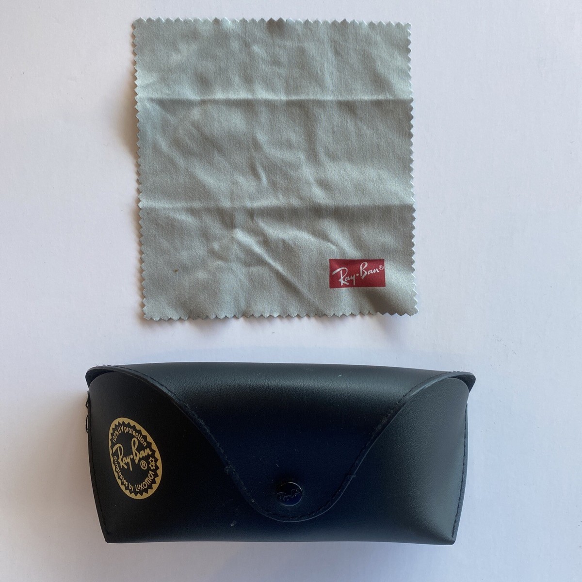 ?? ITALY RAY-BAN ?? WAYFARER SUNGLASSES, CASE & CLEANING CLOTH Ray-Ban Glasses Case Large Black, Leather, Unisex  main image 4