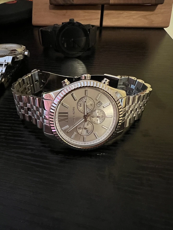 Мужские часы с хронографом Michael Kors Lexington серебристый циферблат серебристые 42 мм - Изображение 3 из 4