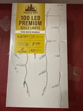 Enchanted Forest 100 LED Premium Icicle String Light 7.16 Pure White Sparkle