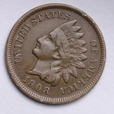 1908 Indian Head Cent Penny NICE VF / XF Sharp LIBERTY -- FREE SHIPPING **