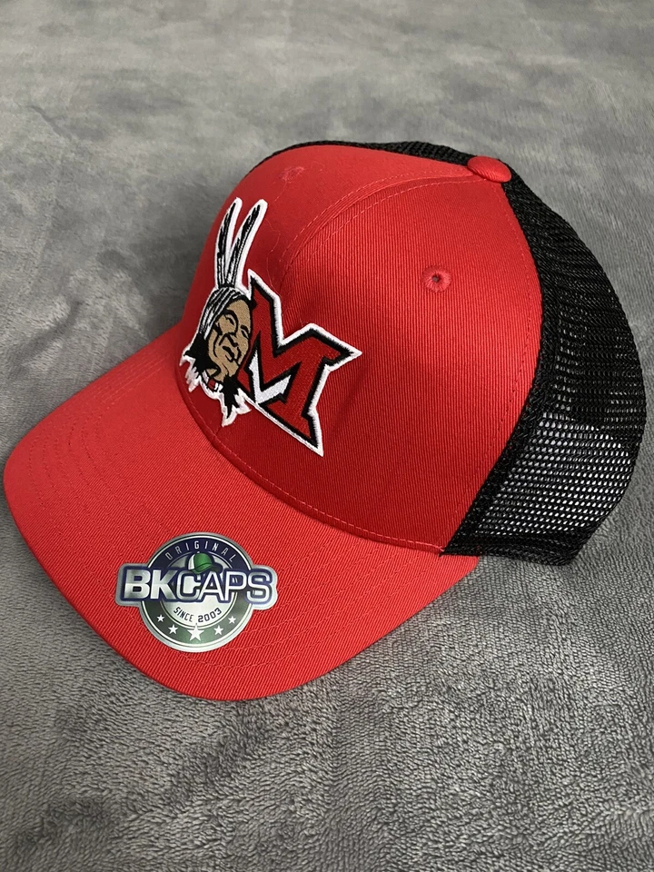 МАЙАМИ ОГАЙО РЕТРО КЛАССИЧЕСКИЕ ИНДЕЙЦЫ КРАСНОКОЖИЕ REDHAWKS ЛОГОТИП ВОДИТЕЛЬ ГРУЗОВИКА ШЛЯПА КЕПКА НОВЫЙ! - Изображение 3 из 4