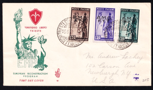 TRIESTE . 1949 European Recovery Program  (42-44)  . First Day Cover - Picture 1 of 1