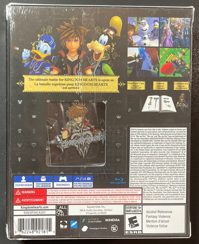 Kingdom Hearts III DELUXE Edition [ STEELBOOK Box Set ] (PS4) NEW