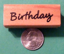 Birthday Rubber Stamp, wood mounted