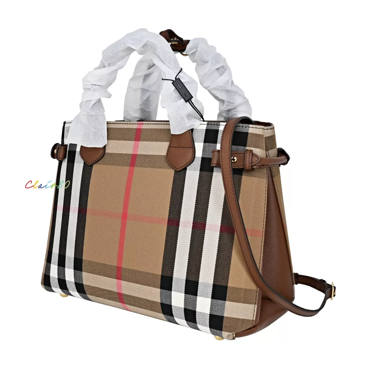 Burberry Medium Check & Leather Tote Bag