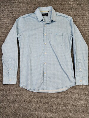 Mufti Jeans Shirt Long Sleeve Button Up Light Blue White Plaid