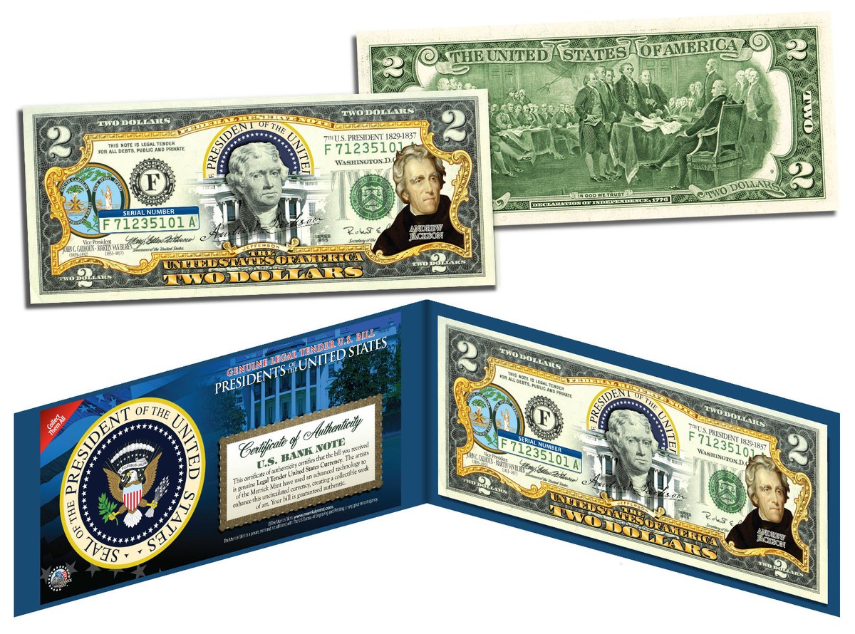 ANDREW JACKSON * President 1829-1837 * Colorized $2 Bill US